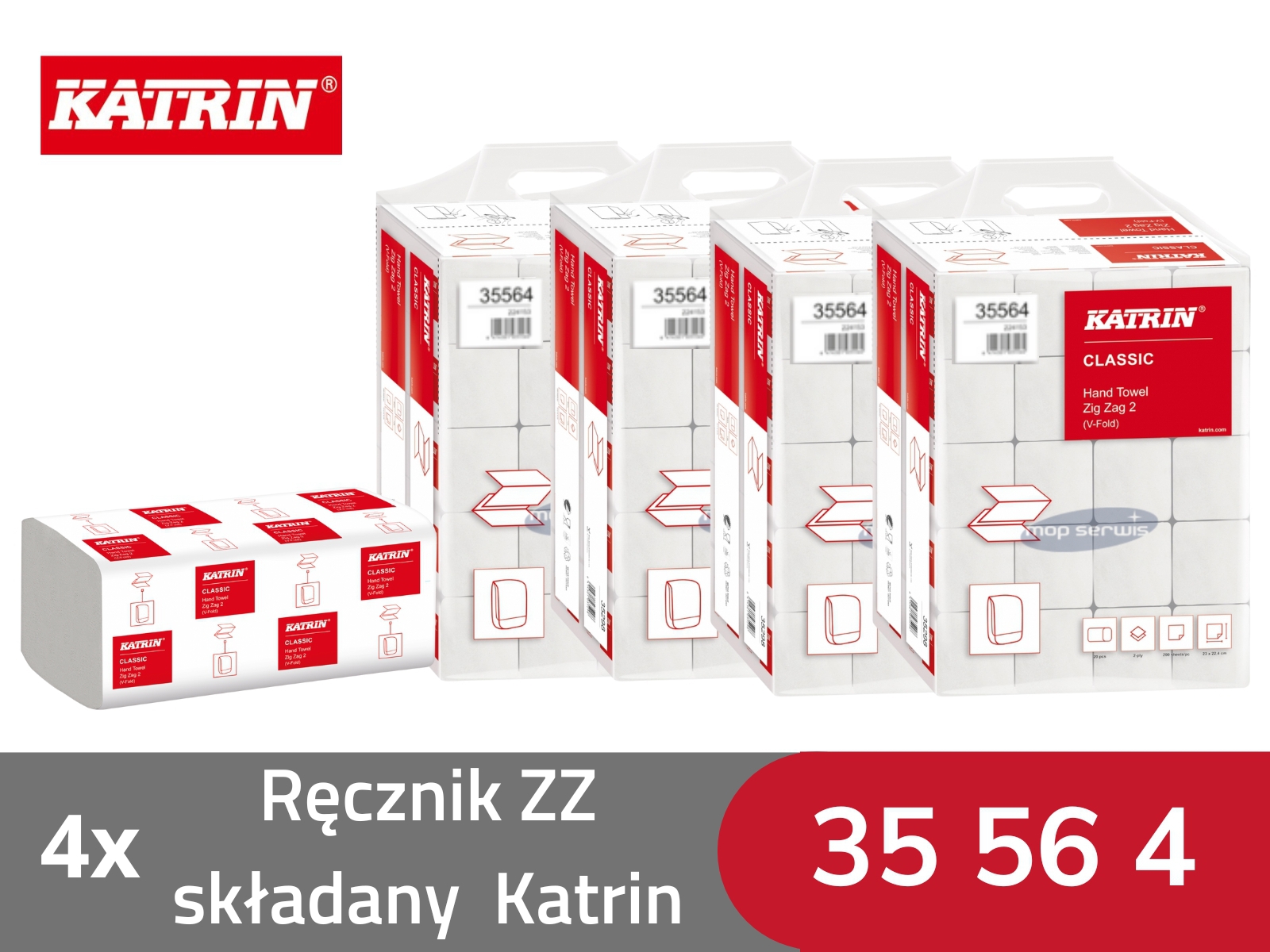 MULTIPACK x 4 Ręcznik ZZ Katrin 35564 Zig Zag  4000 listków ( 20 x200) Handy Pack x 4 kartony